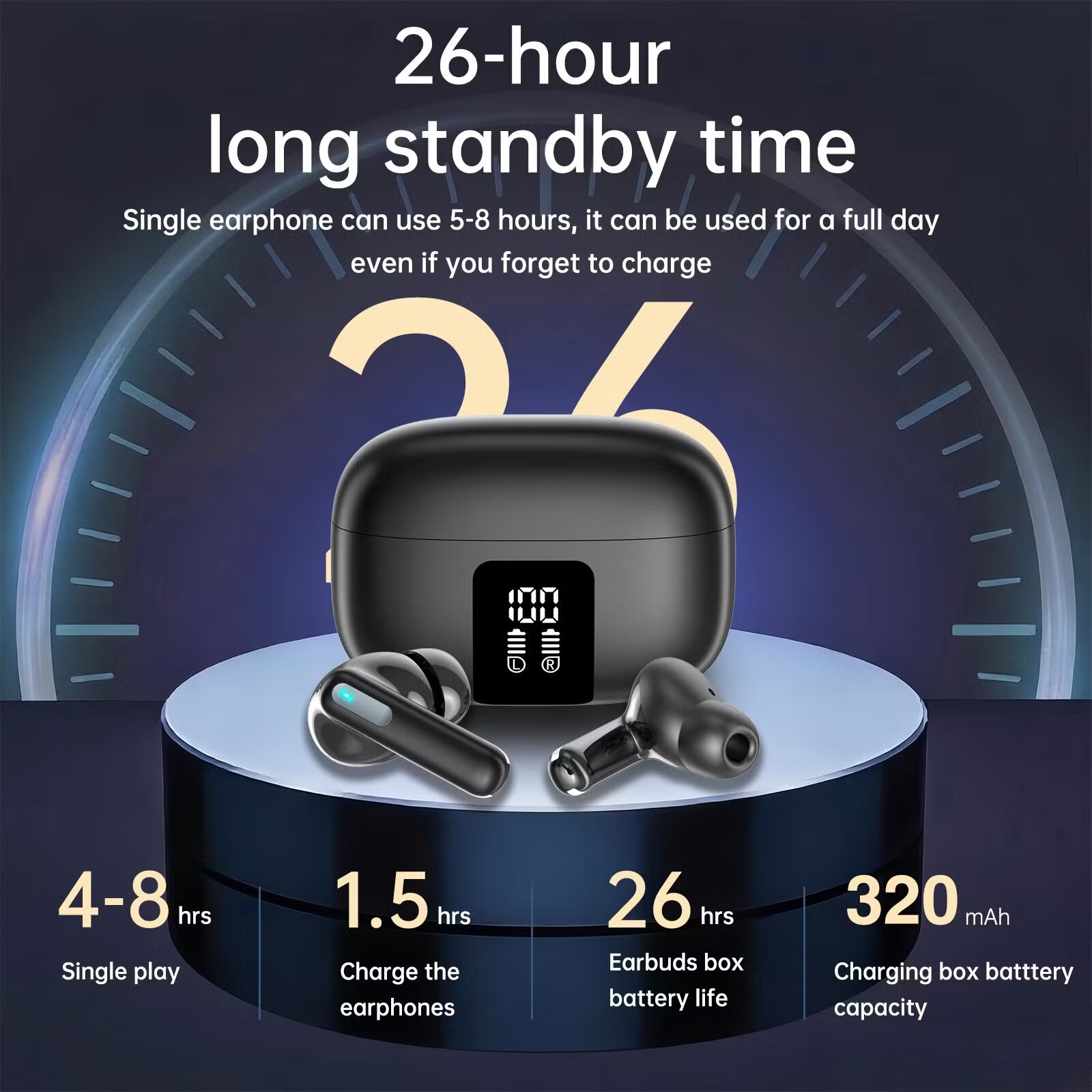 Aspor A639 ANC & ENC Wireless Earbuds 26h Total Battery Life - Image 3