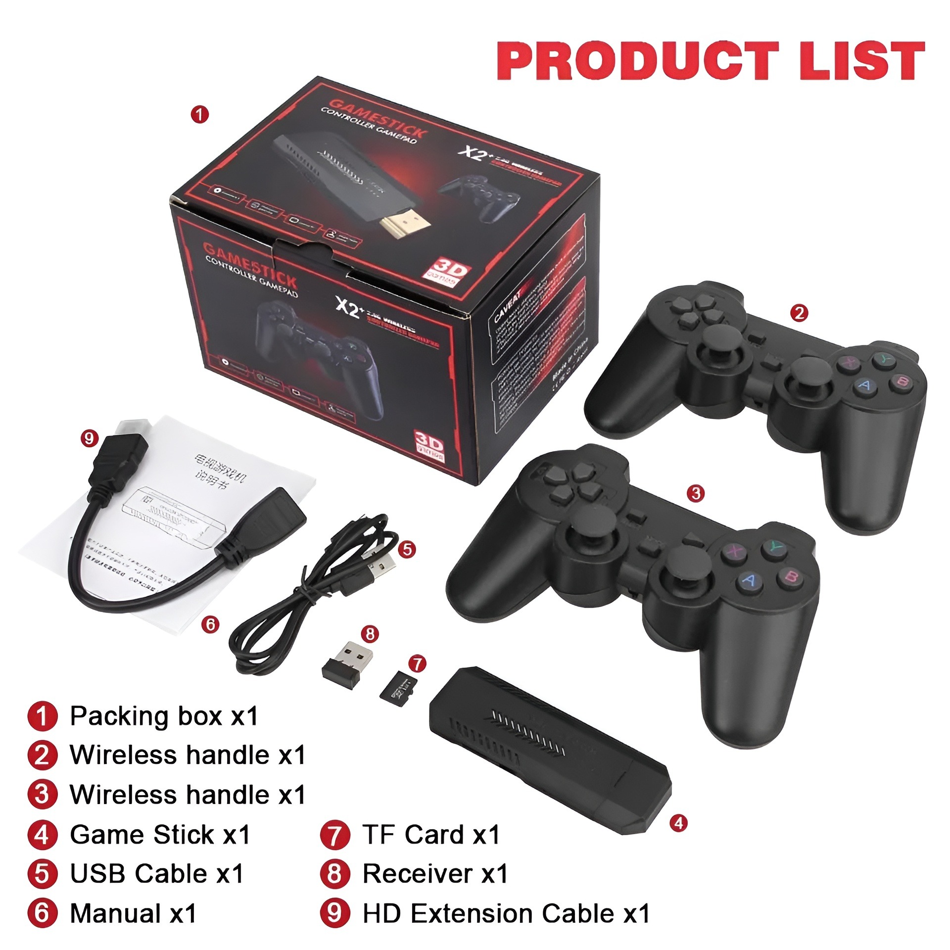 X2 Plus Retro 3d 32000+ Video Games 4k Hd Output Game Stick With 2 Wireless Controllers - Image 3