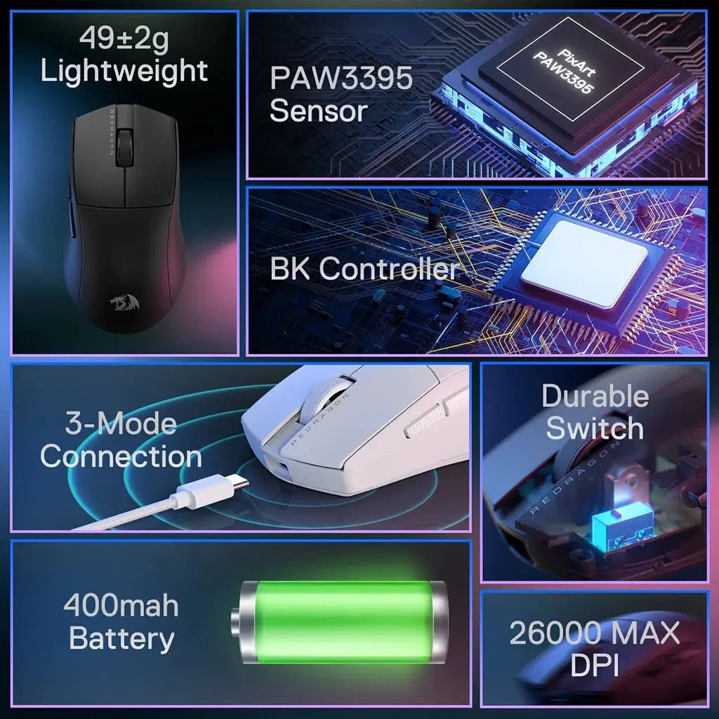 Redragon M916 KING PRO 26K DPI Ultra-light Wireless Gaming Mouse