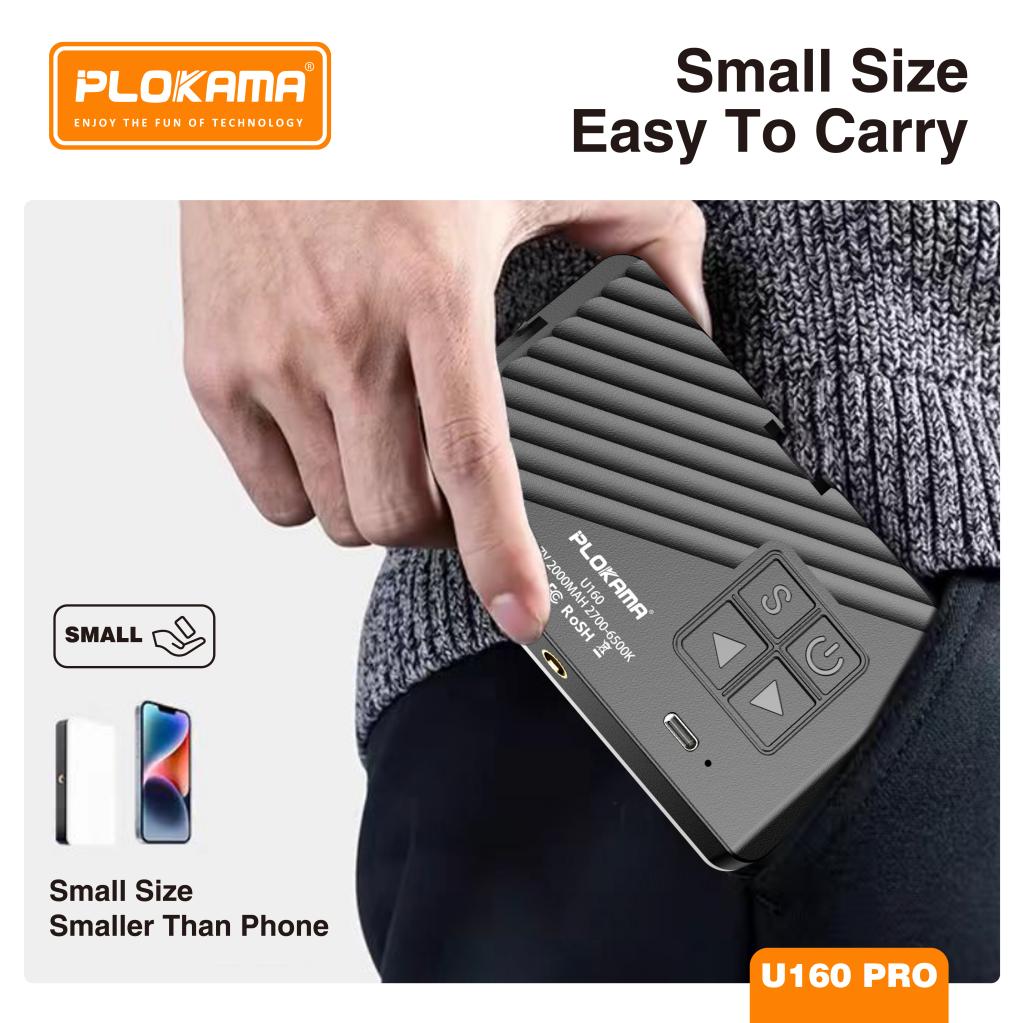 Plokama U160 PRO RGB Portable LED Fill Light (Rechargeable) 2700-6500K 2000mAh Battery - Image 3