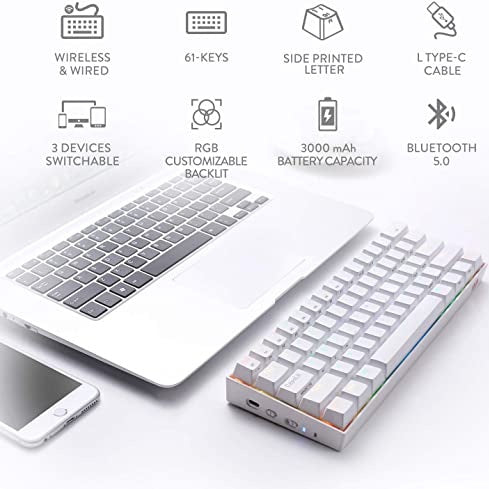 Redragon K530W RGB Draconic Wireless Mechanical Gaming Keyboard with Red Switches (White)
