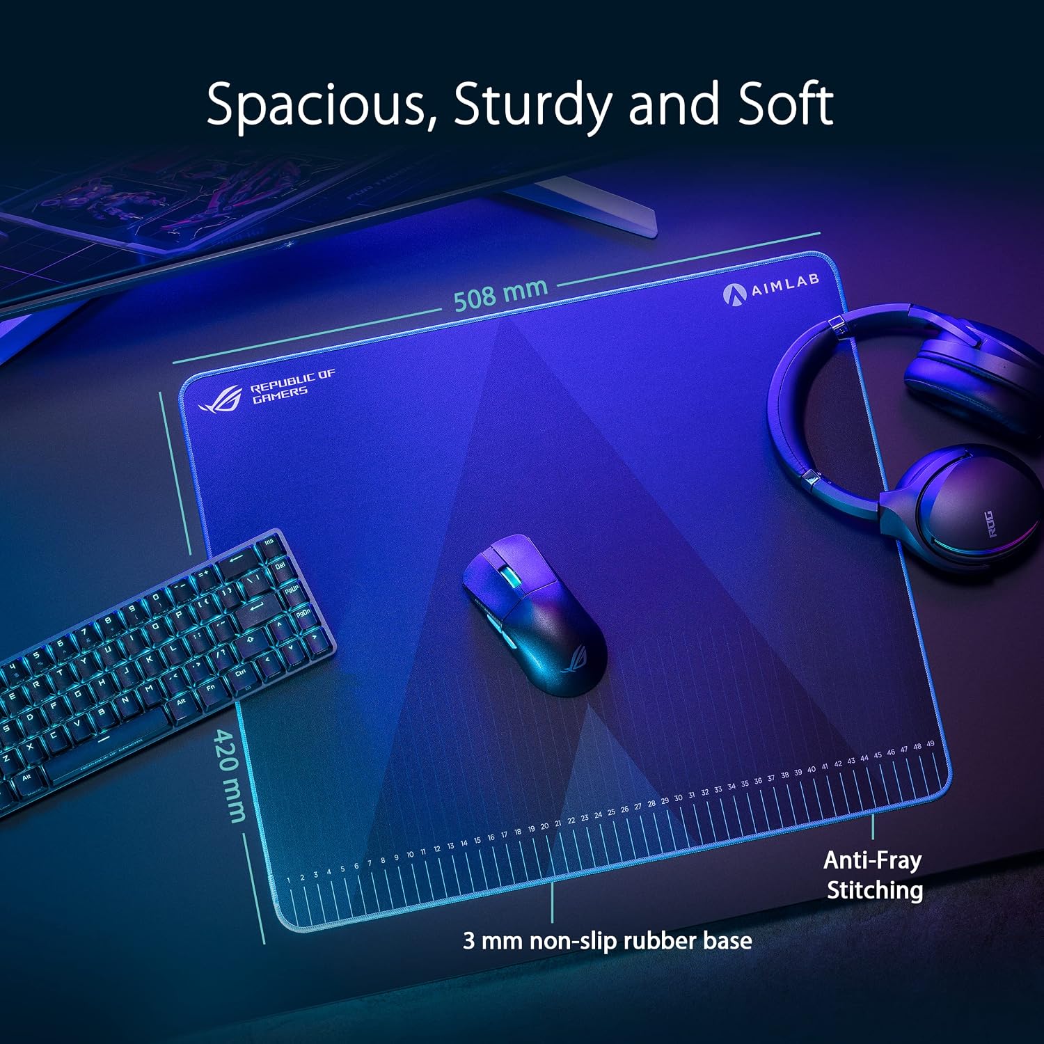ASUS ROG Hone Ace Aim Lab Edition Gaming Mouse Pad – 19.9″ x 16.5″, Hybrid Cloth Surface - Image 3
