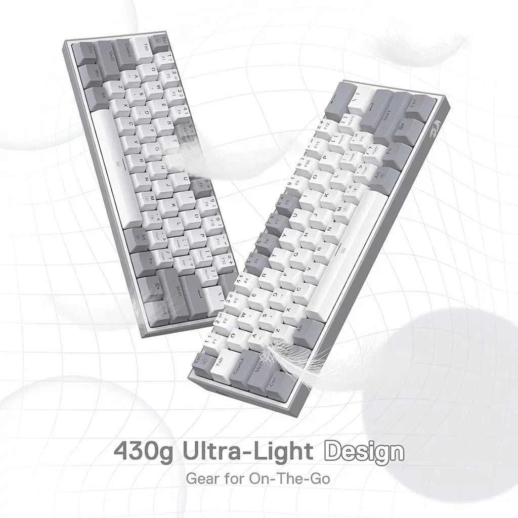 Redragon FIZZ K617 60% RGB Mechanical Keyboard with Red Switches (White & Gray)