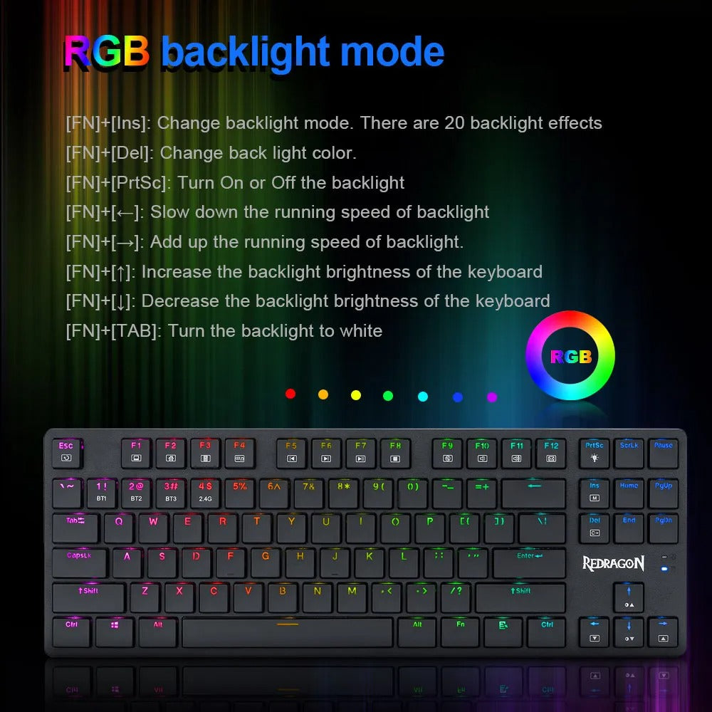 Redragon K539 ANUBIS 80% Wireless RGB Mechanical Keyboard (Black)