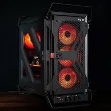 CORSAIR WARTHOG RS Performance Mid-Tower Gaming PC Case in Noir Black with high-airflow 3D Y-pattern mesh front panel, steel carry handles, and side tempered glass