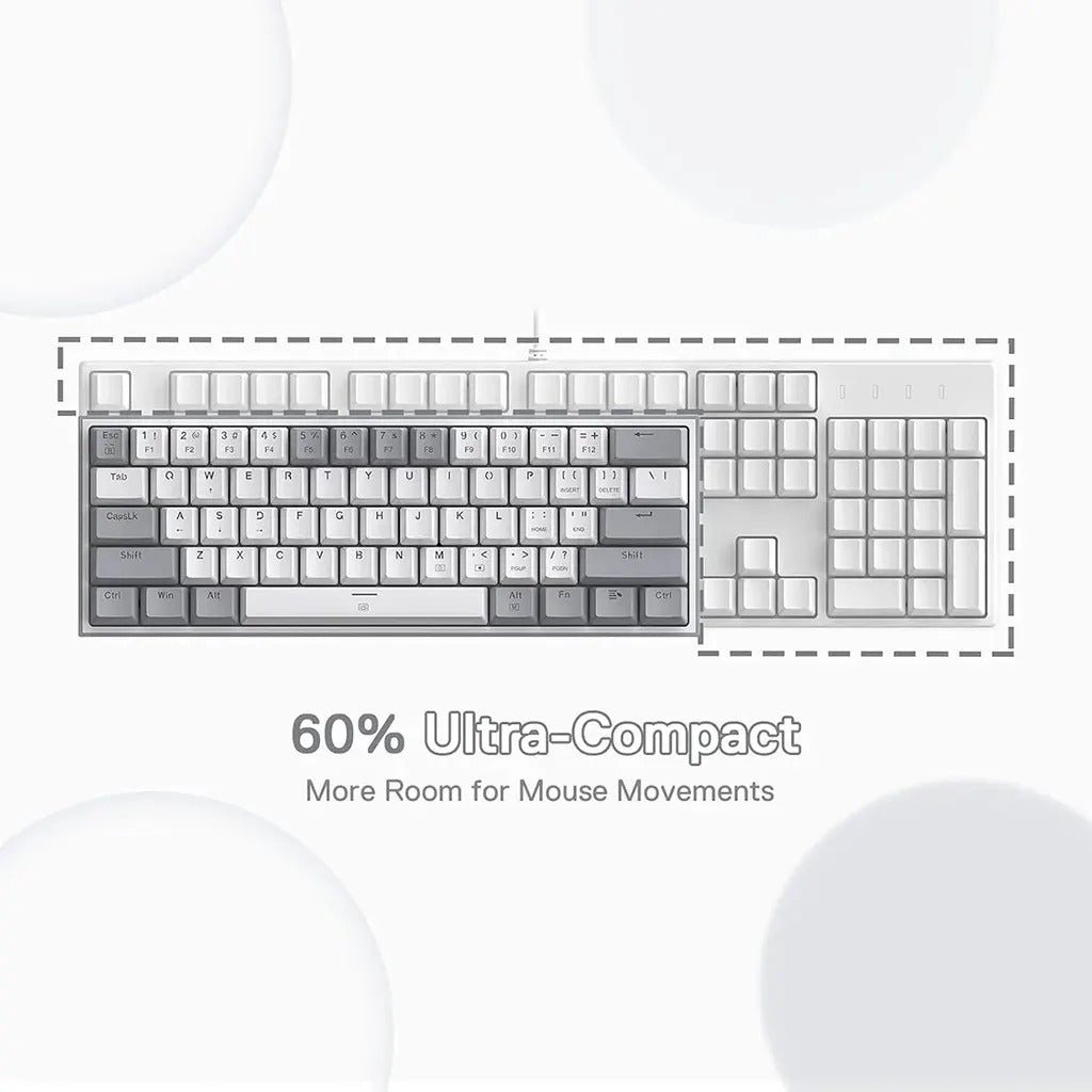 Redragon FIZZ K617 60% RGB Mechanical Keyboard with Red Switches (White & Gray)
