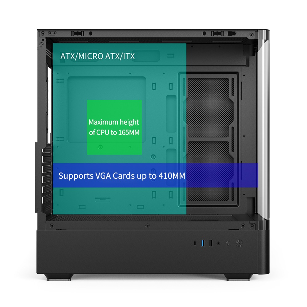 Ease EC123BM Panoramic Mesh ATX Gaming Case With Three ARGB Fans - Image 4
