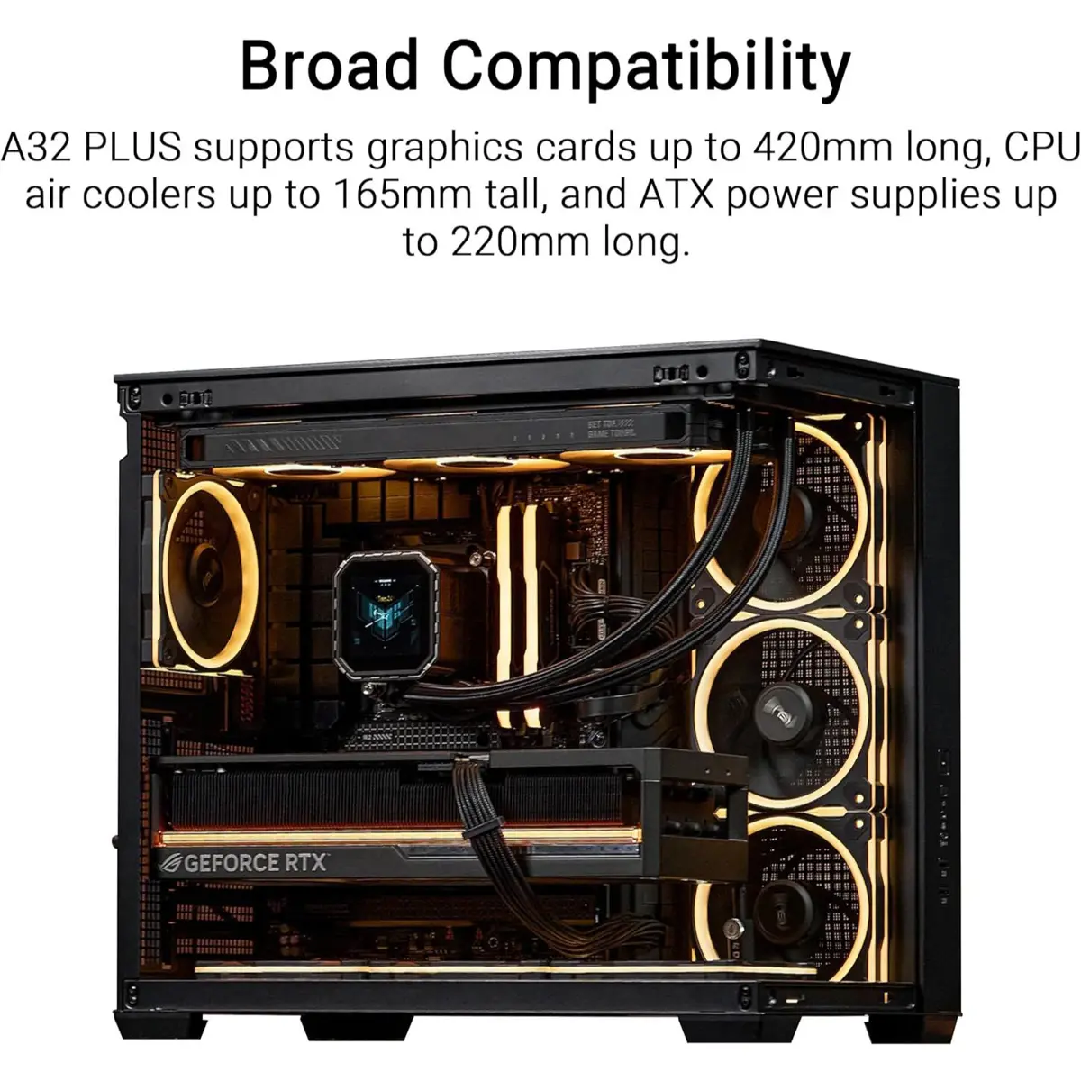 Asus A32 Plus TG ARGB Black Mid-Tower ATX Case – Tempered Glass, - Image 4