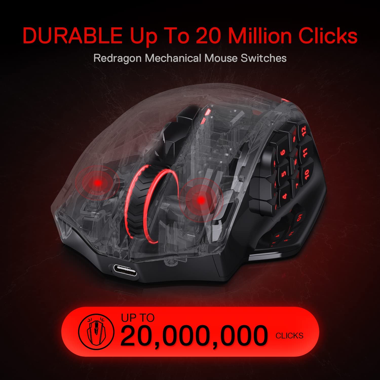 Redragon M913 IMPACT ELITE Wireless Gaming Mouse, 16000 DPI (Black)
