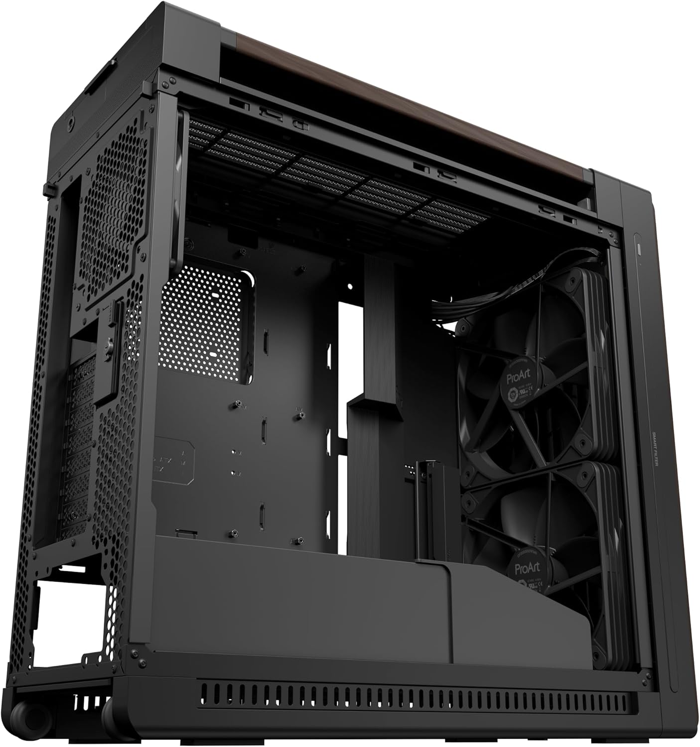 ASUS ProArt PA602 Wood Edition Modern Black E-ATX PC Case with Tempered Glass,Front Panel IR dust Indicator, Power Lock, - Image 4