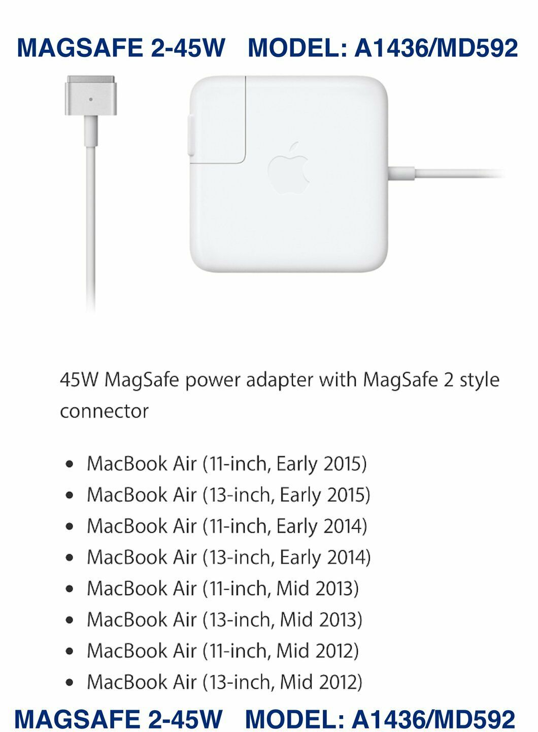 Apple 45W Magsafe MS2 Power Adapter Charger MacBook Air - Image 4