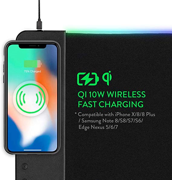 Redragon P025 RGB Gaming Mouse Pad with Wireless Charger