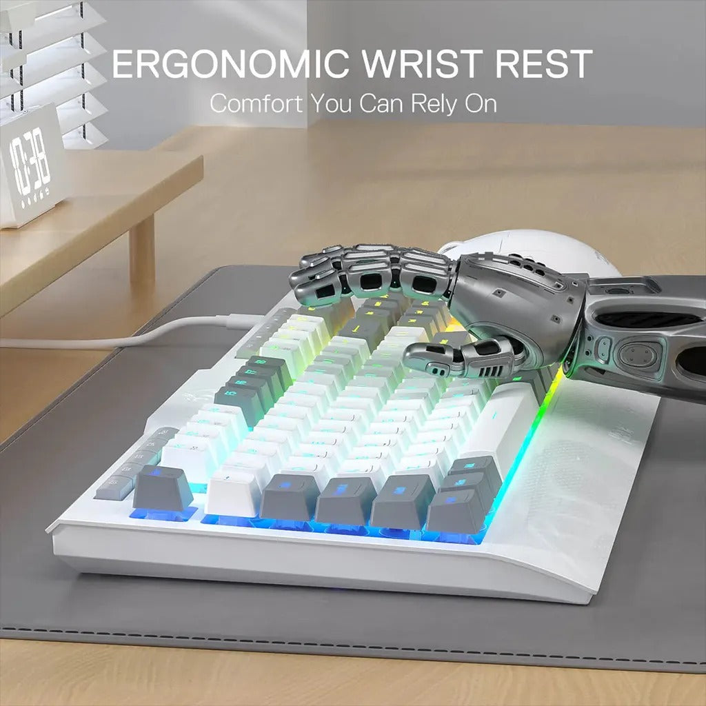 Redragon K525 SHIVA Lite Membrane Gaming Keyboard with Detachable Wrist Rest (White & Grey)