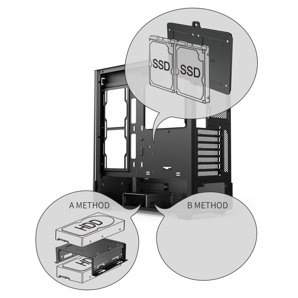 Ease EC123BM Panoramic Mesh ATX Gaming Case With Three ARGB Fans - Image 5