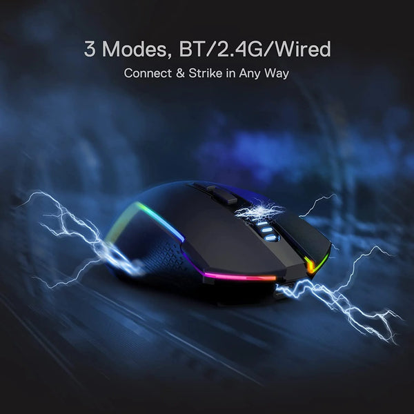 Redragon M693 TRIDENT Wired and Wireless (Bluetooth) Gaming Mouse (Black)