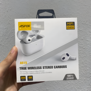 ASPOR A615 Wireless Earbuds – HiFi Sound & Wireless Charging