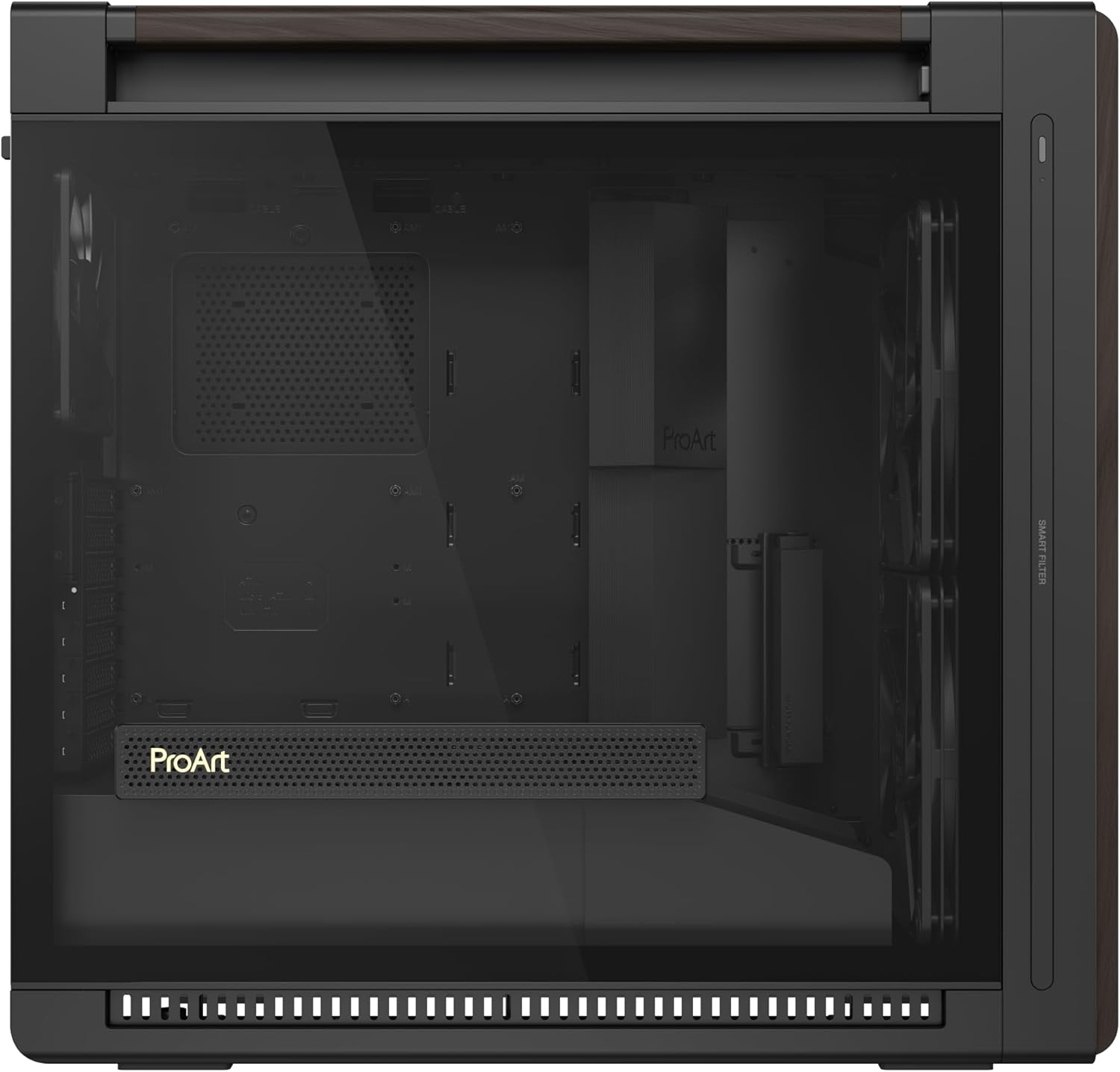 ASUS ProArt PA602 Wood Edition Modern Black E-ATX PC Case with Tempered Glass,Front Panel IR dust Indicator, Power Lock, - Image 6