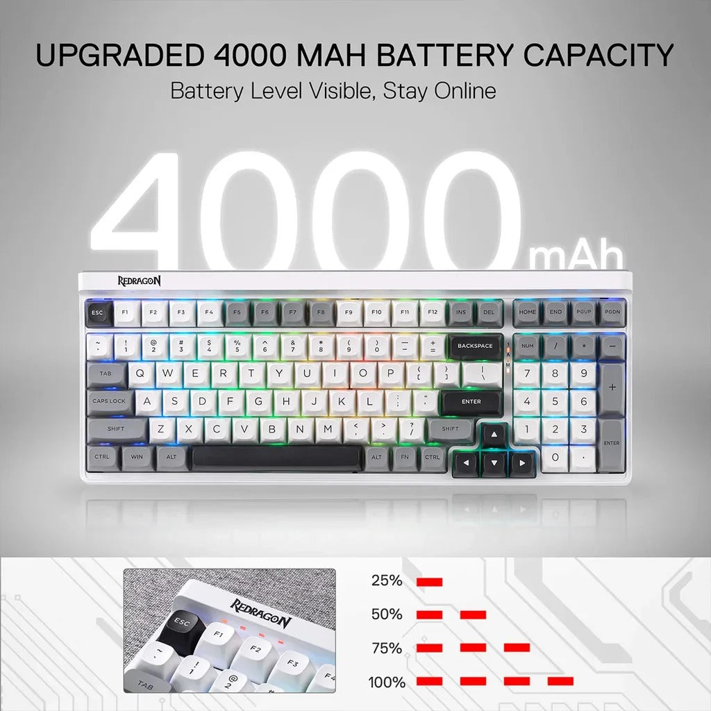 Redragon K656 GAREN PRO 100 Keys 3-Modes Wireless Keyboard (WBRGB)