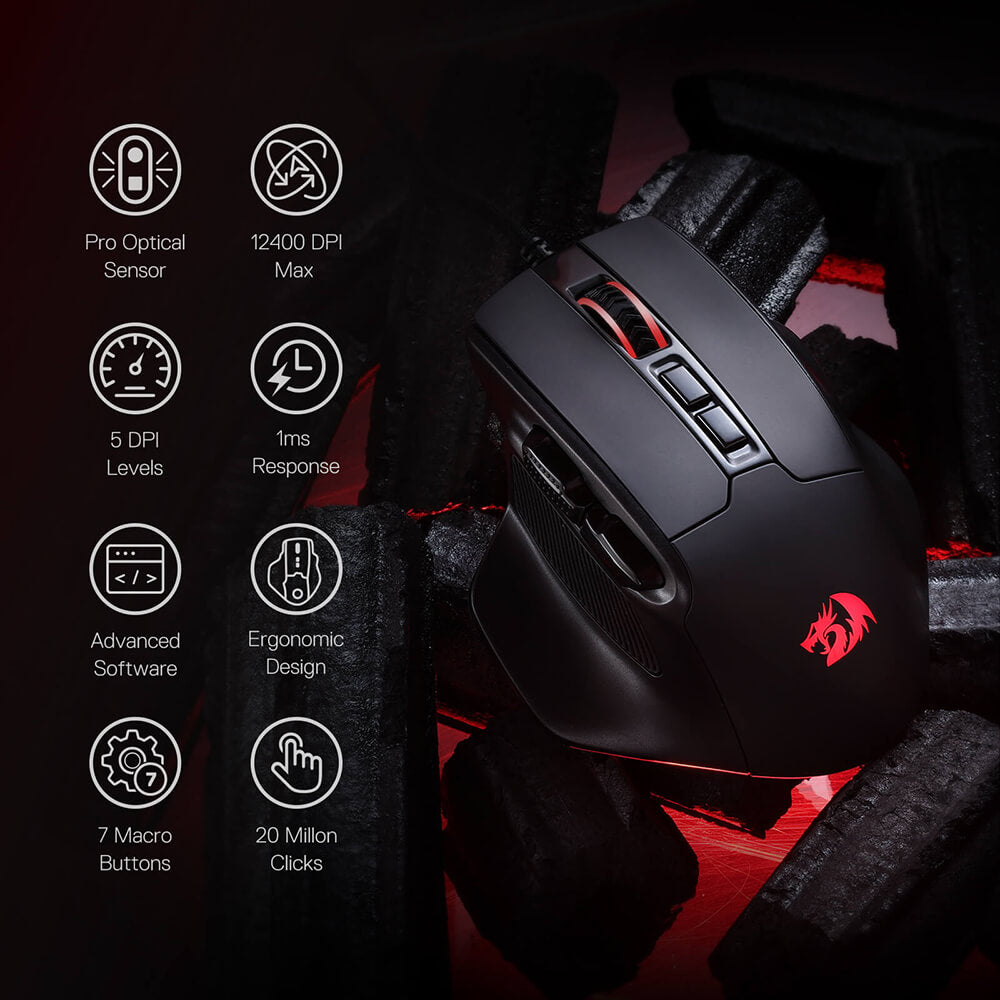 Redragon M806 BULLSEYE Wired RGB Gaming Mouse (Black)