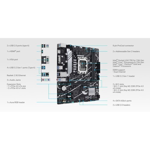 ASUS PRIME B760M-K D4 LGA1700 Mini-ATX Motherboard - Image 7