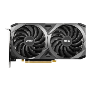 MSI graphics card with dual fans on a white background