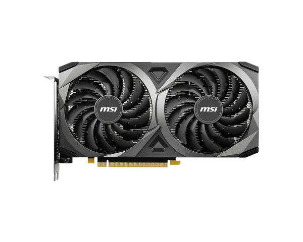 MSI graphics card with dual fans on a white background