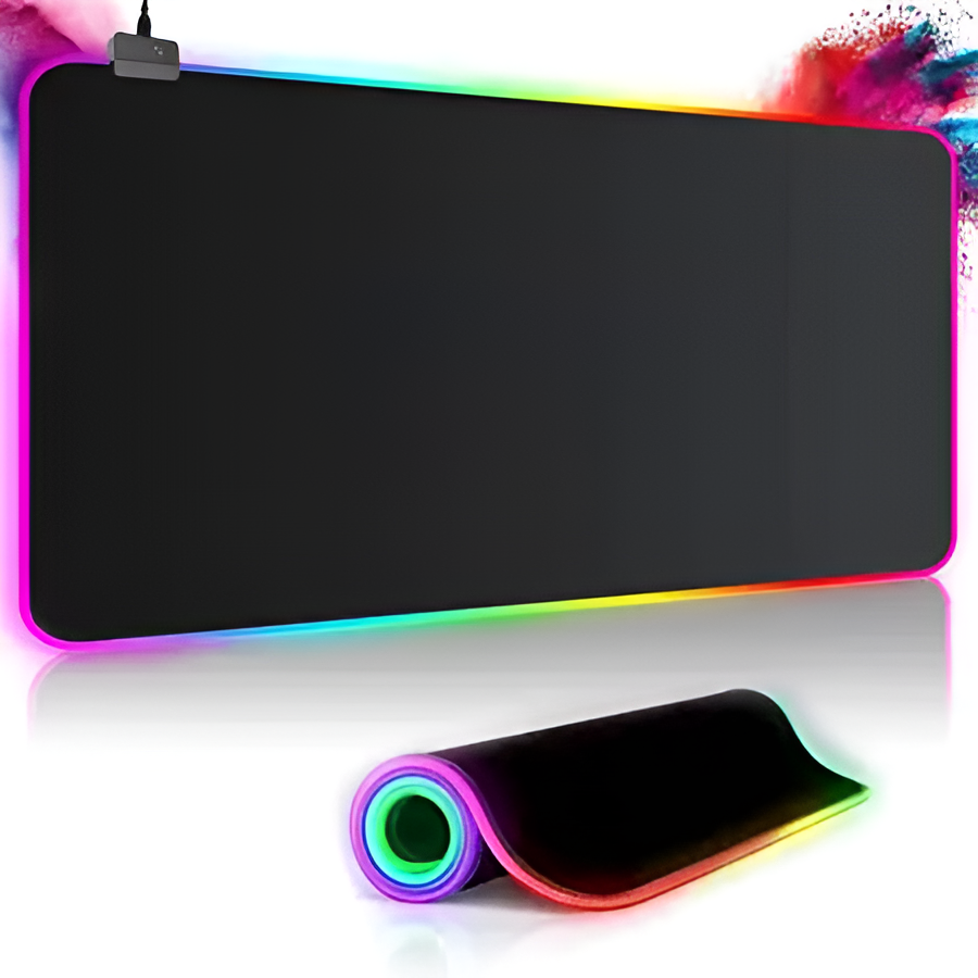 Gaming mouse pad with RGB lighting on a white background