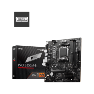 MSI motherboard and packaging on a white background