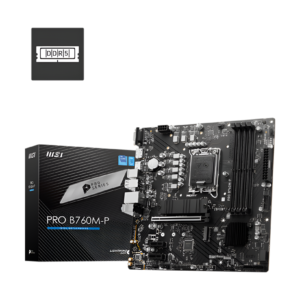 Motherboard and packaging with MSI branding on a white background