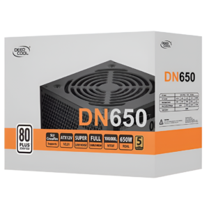 Deep Cool DN650 power supply unit packaging on a white background