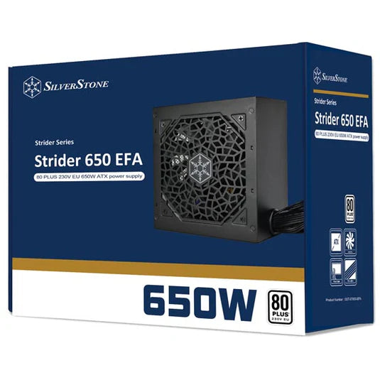 SilverStone Strider 650 EFA power supply box on a white background
