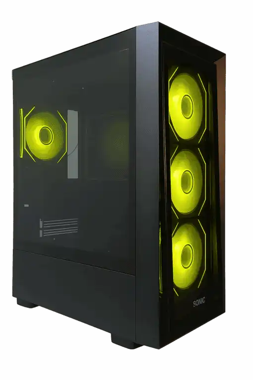 Sonic C05 ARGB Mid-Tower ATX Gaming Case – Black/White (4x Fans)