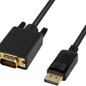 DisplayPort to VGA adapter cable on a white background