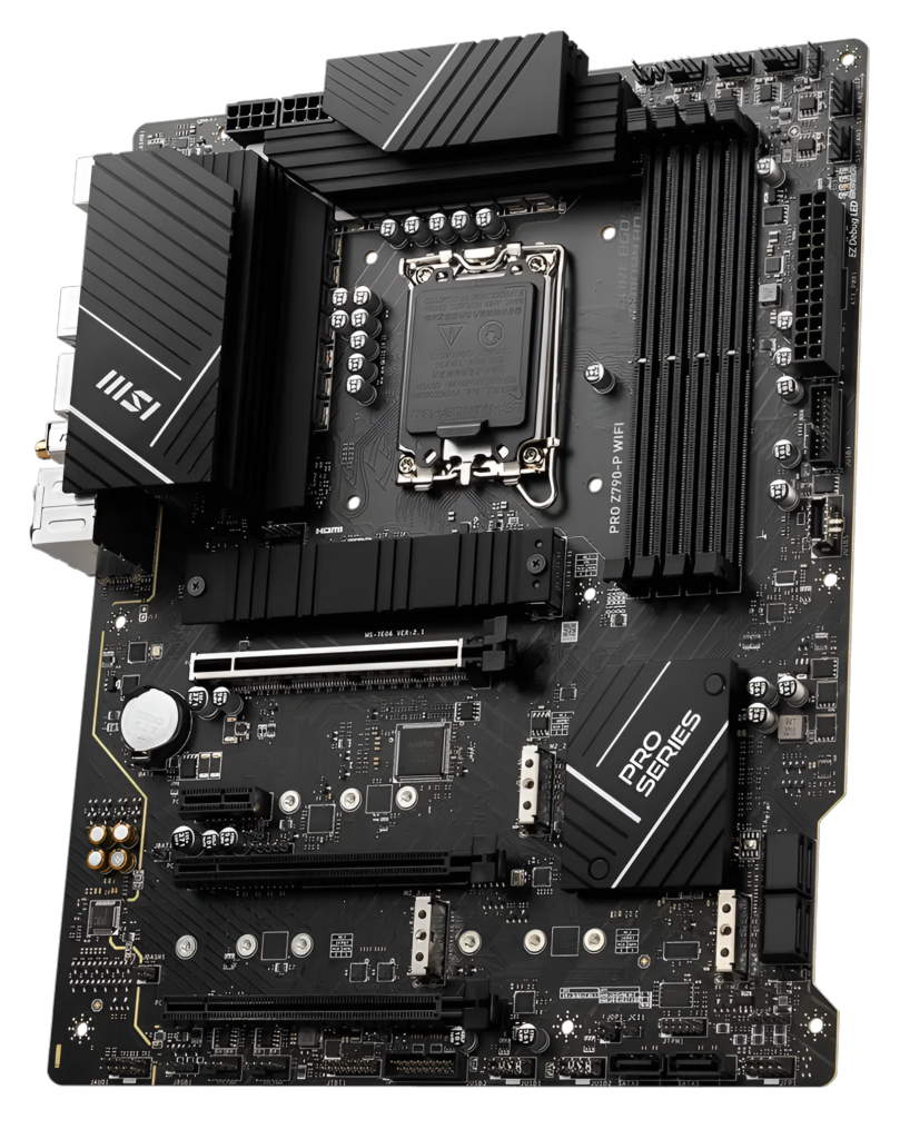 Computer motherboard with MSI branding on a white background