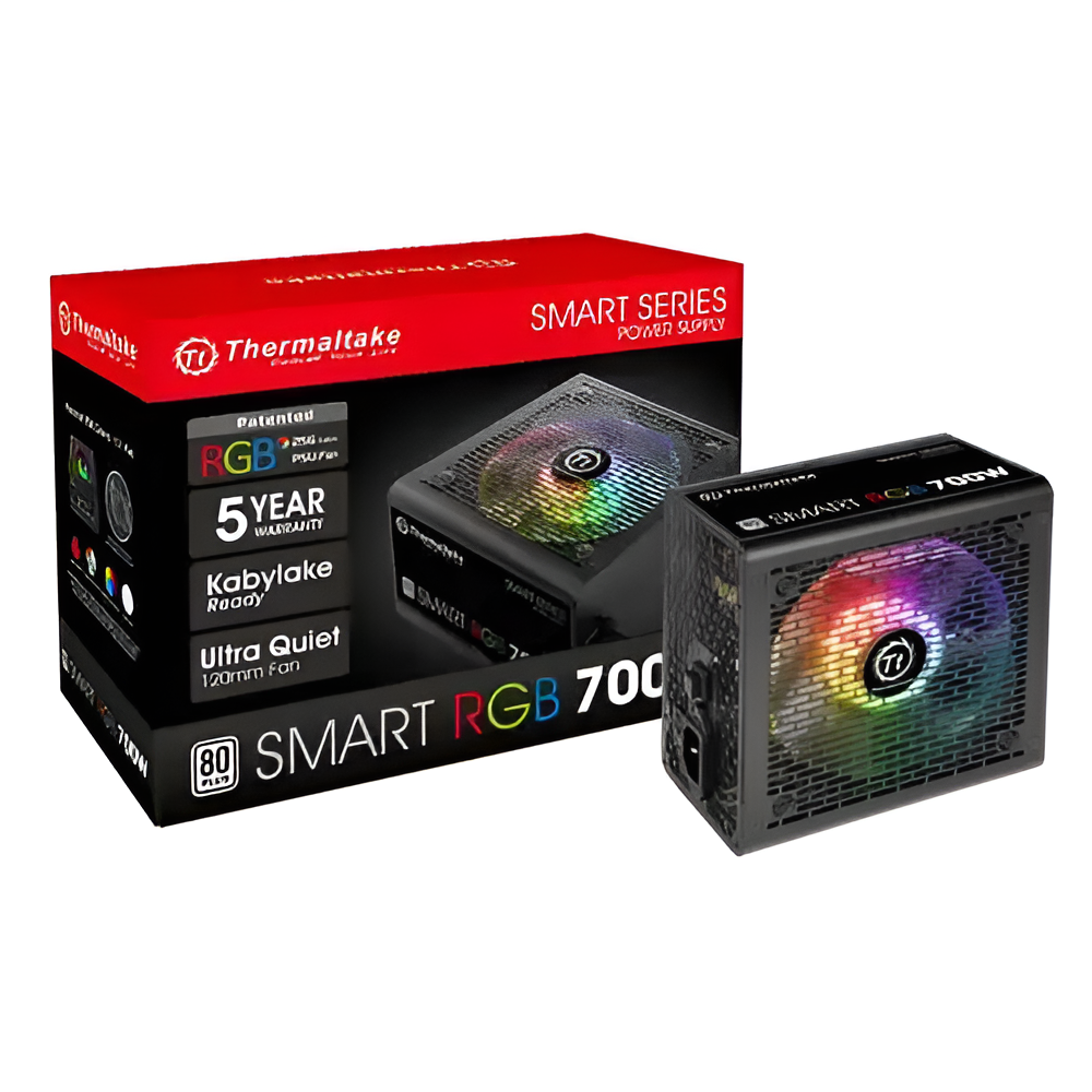 Thermaltake Smart RGB 700 power supply unit with packaging on a white background