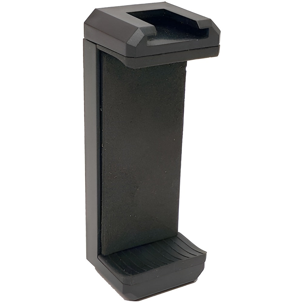 Black plastic stand on a white background