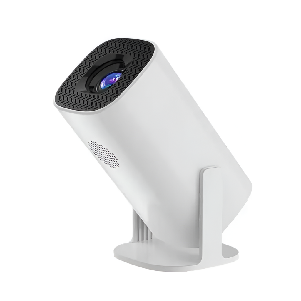 White security camera with black top on a white background
